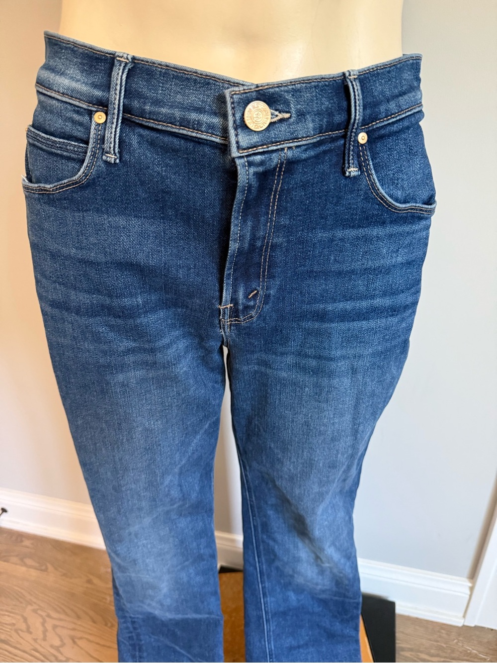MOTHER Dark Blue High-Rise Wide Leg Jeans - Picture 3 of 10